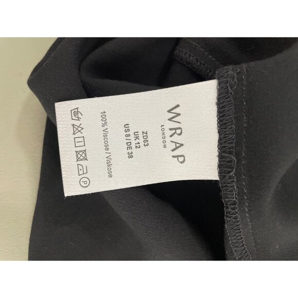 Wrap London Slip Dress Size 8 Sleeveless Cami Mini Dress Solid Black Lightweight - Picture 4 of 7